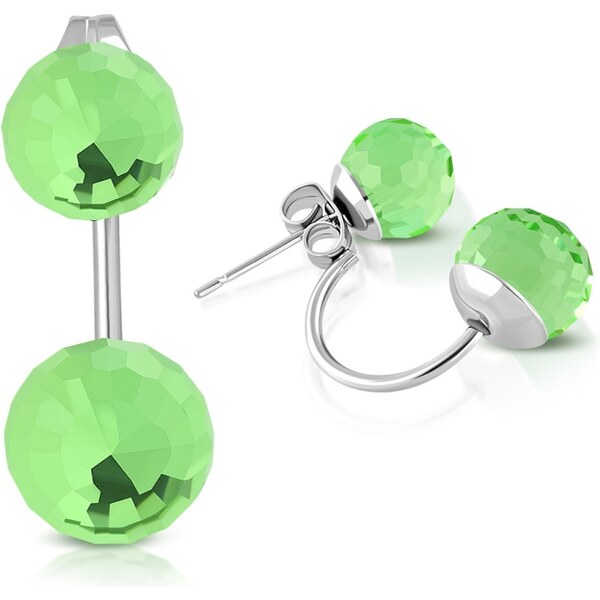 CITY STORM Dvojité náušnice s fazetovým výbrusom - bledozelené 66853595