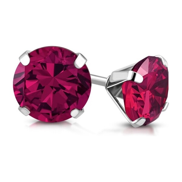 CITY STORM Dámske náušnice s brúseným očkom z ocele - fuchsiové 66853544