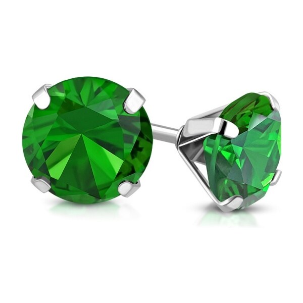 CITY STORM Dámske náušnice s brúseným očkom z ocele - zelené 66853546