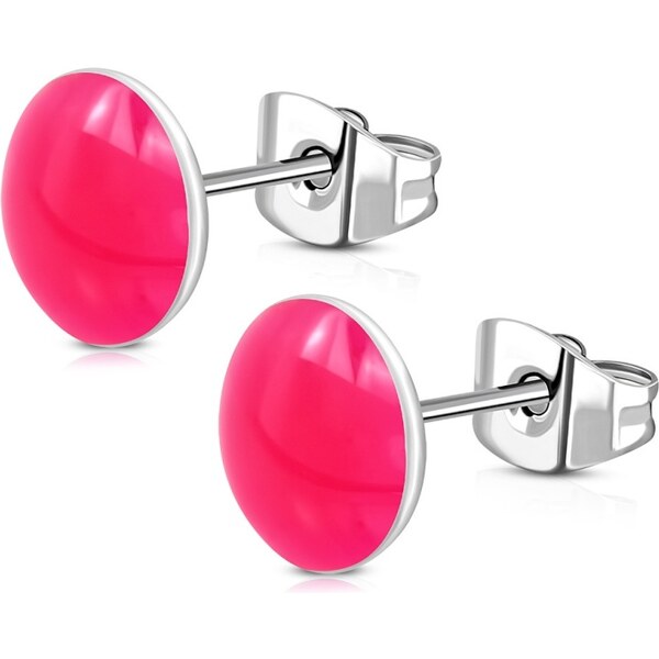 CITY STORM Náušnice z chirurgickej ocele okrúhle - neónovo ružové 66853731