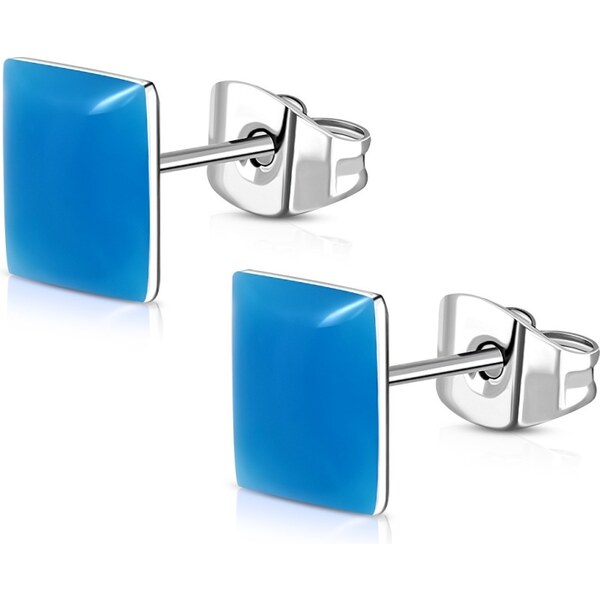 CITY STORM Náušnice z chirurgickej ocele štvorcové - modré 66853765