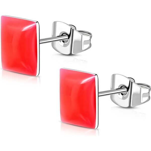 CITY STORM Náušnice z chirurgickej ocele štvorcové - neónovo ružové 66853766