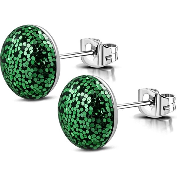 CITY STORM Náušnice z chirurgickej ocele Shimmer - tmavozelené 66853751