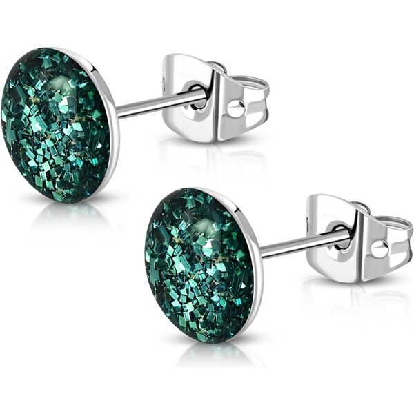 CITY STORM Náušnice z chirurgickej ocele Glitter - tyrkysové 66853719