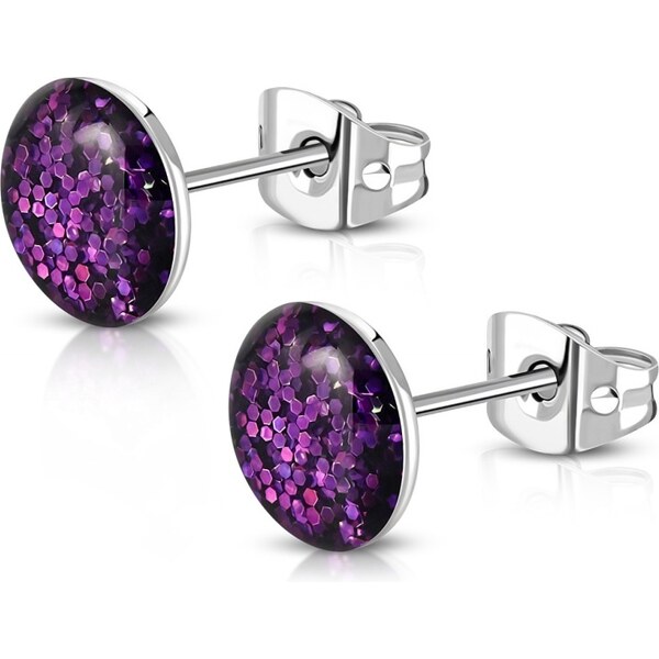 CITY STORM Náušnice z chirurgickej ocele Glitter - fialové 66853713