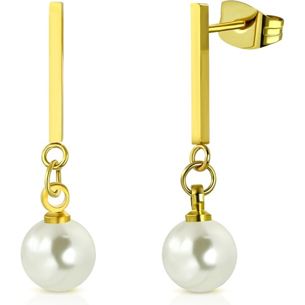 CITY STORM Dámske visiace náušnice v zlatej farbe s perličkou 66853590