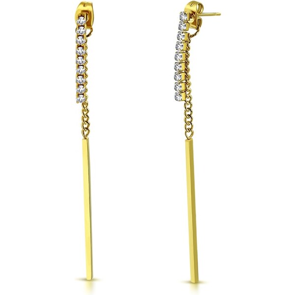 CITY STORM Dámske visiace náušnice v zlatej farbe s čírymi očkami 66853589