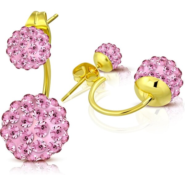 CITY STORM Dvojité náušnice Shamballa zlato-ružové 66853601