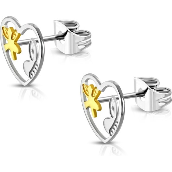 CITY STORM Dámske náušnice srdiečka s motýlikmi 66853549