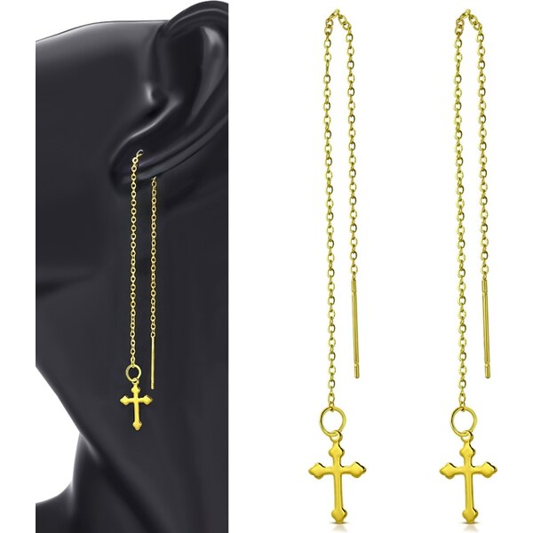 CITY STORM Dámske dlhé náušnice s krížom v zlatej farbe 66853527