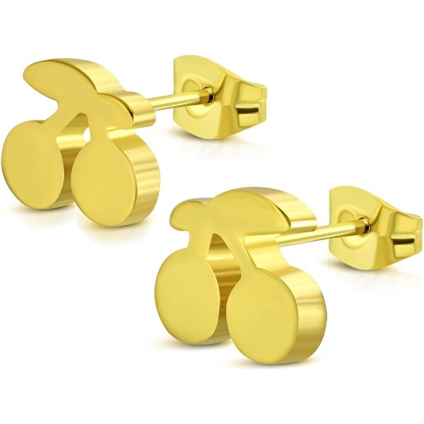 CITY STORM Dámske oceľové náušnice čerešničky v zlatej farbe 66853563