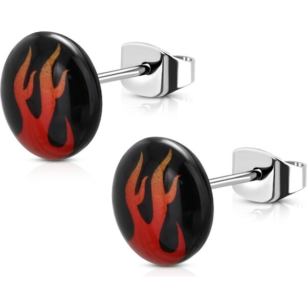 CITY STORM Náušnice oceľové s motívom ohňa Fire 66853636