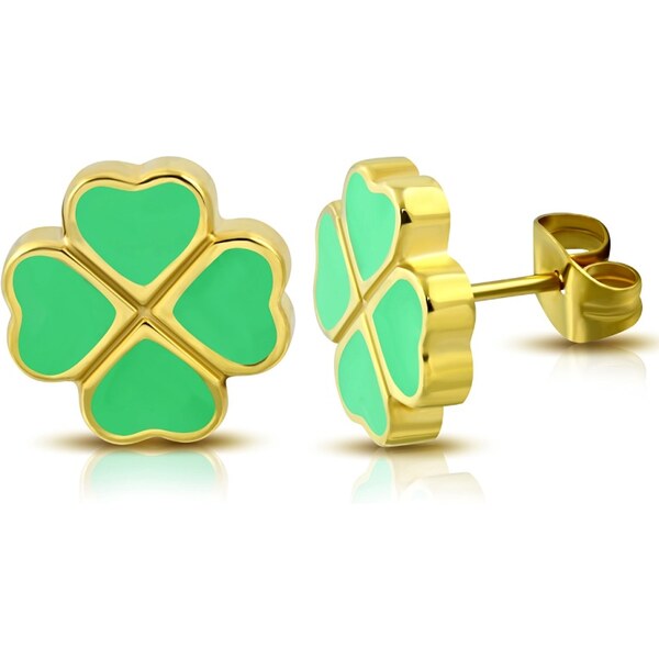 CITY STORM Dámske náušnice z chirurgickej ocele štvorlístok v zlatej 66853558