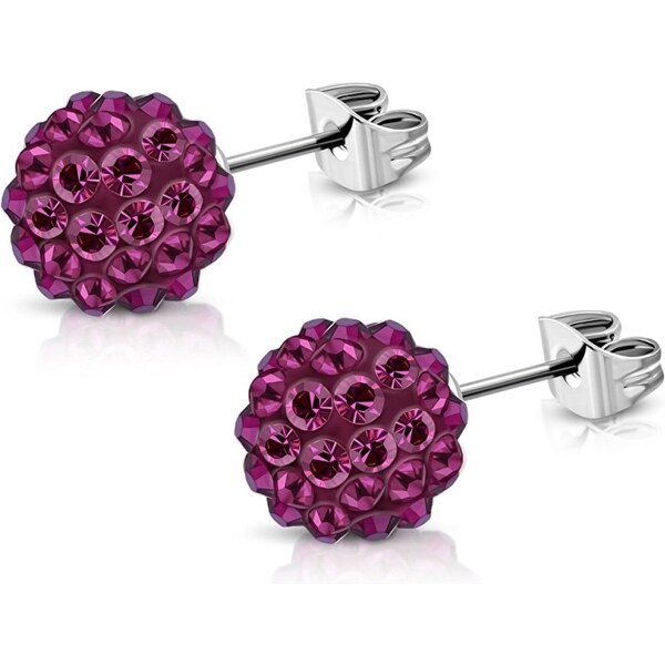 CITY STORM Náušnice Shamballa fialovo ružové - 6 mm 66853672