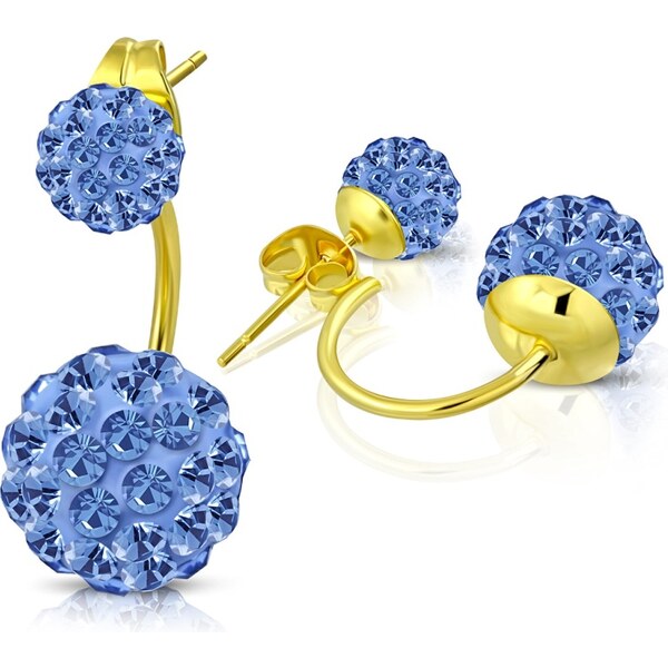 CITY STORM Dvojité náušnice Shamballa zlato-modré 66853600