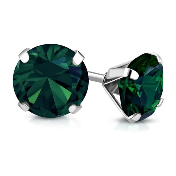 CITY STORM Dámske náušnice s brúseným očkom z ocele - smaragdové 66853545