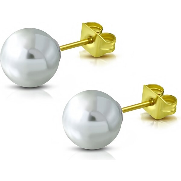 CITY STORM Dámske náušnice perličky v zlatom prevedení z chirurgickej 66853538