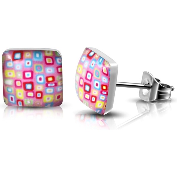 CITY STORM Dámske oceľové náušnice štvorcové v ružovej farbe 66853577