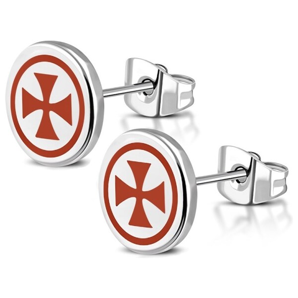 CITY STORM Unisex oceľové náušnice maltézsky kríž 66853800