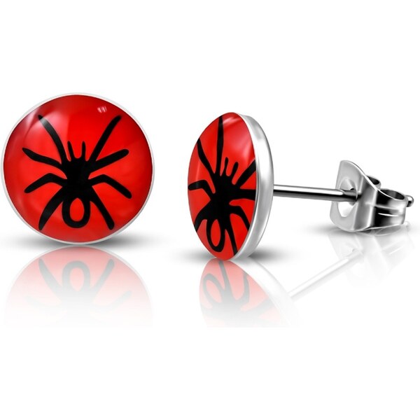 CITY STORM Náušnice z chirurgickej ocele červené s pavúkom 66853708