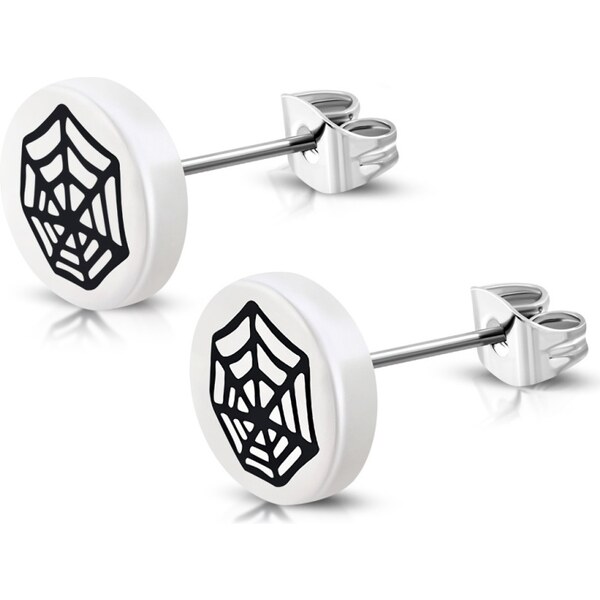 CITY STORM Náušnice z chirurgickej ocele a akrylu biele s pavučinou 66853702