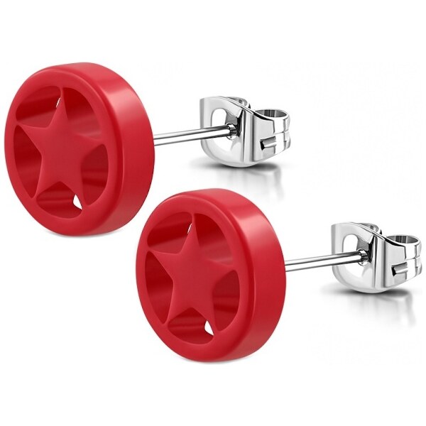 CITY STORM Náušnice hviezdičky z chirurgickej ocele - Red star 66853627