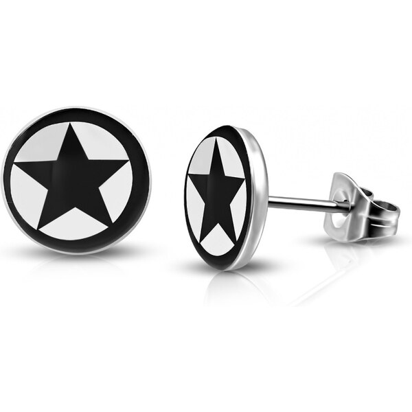 CITY STORM Náušnice z ocele a akrylu čierna hviezdička 66853783