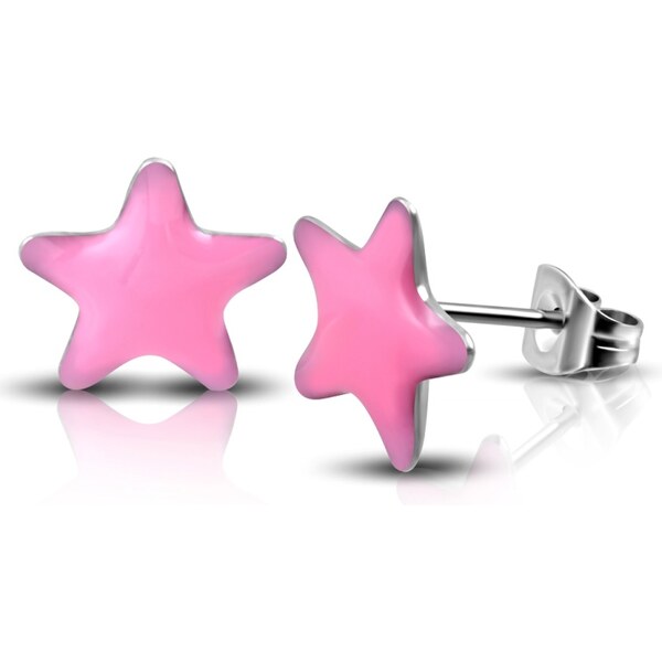 CITY STORM Dámske oceľové náušnice malé hviezdičky - ružové 66853574