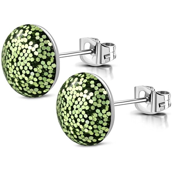 CITY STORM Náušnice z chirurgickej ocele Shimmer - svetlozelené 66853750