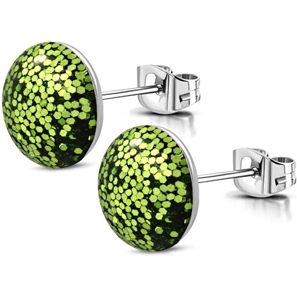 CITY STORM Náušnice z chirurgickej ocele Shimmer - zelenožlté 66853754