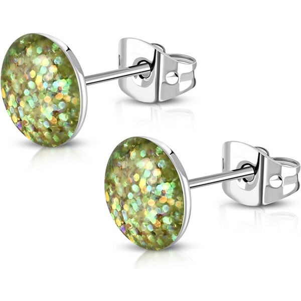 CITY STORM Náušnice z chirurgickej ocele Glitter - zelenožlté 66853721