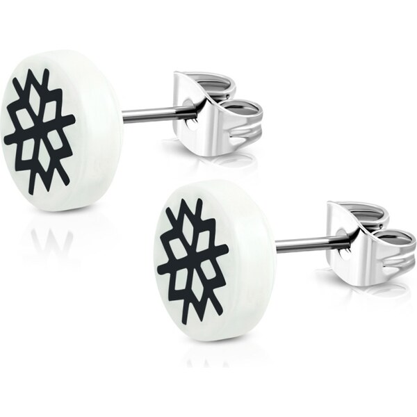 CITY STORM Náušnice z chirurgickej ocele a akrylu biele so snehovou 66853703
