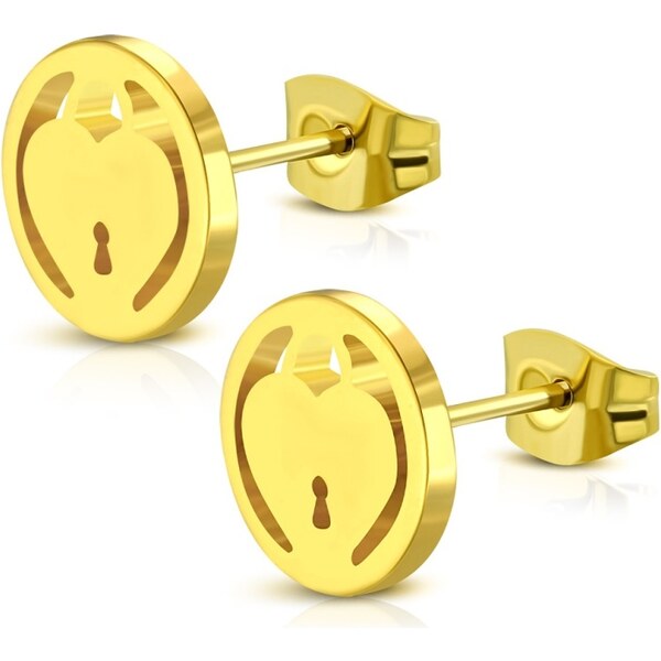 CITY STORM Dámske okrúhle náušnice z ocele v zlatej farbe Lock of Love 66853588