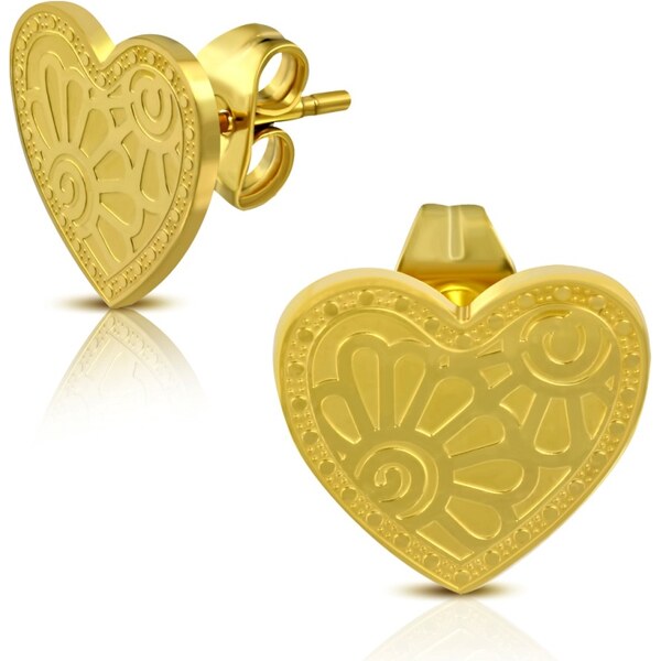 CITY STORM Dámske náušnice v tvare srdca s kvetmi v zlatej farbe 66853551