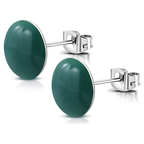 CITY STORM Náušnice z chirurgickej ocele okrúhle - tmavo tyrkysové 66853736