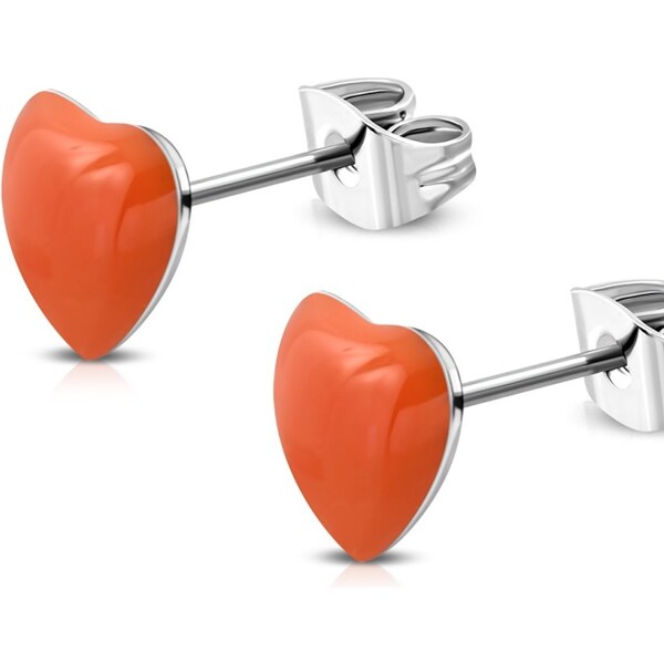 CITY STORM Náušnice srdiečka z ocele - oranžové 66853682