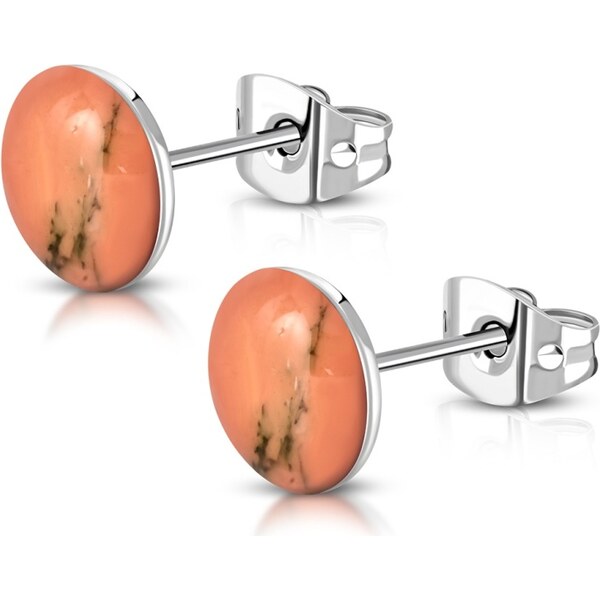 CITY STORM Oceľové náušnice s mramorovým vzorom - oranžové 66853789