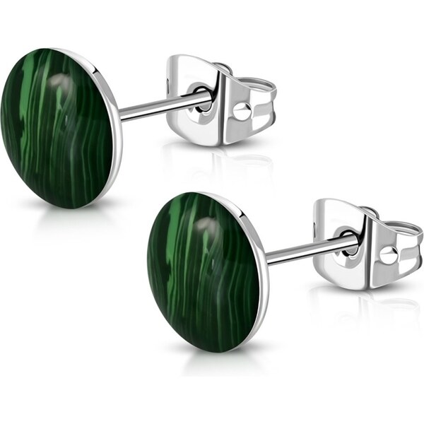 CITY STORM Oceľové náušnice s mramorovým vzorom - zelené 66853790