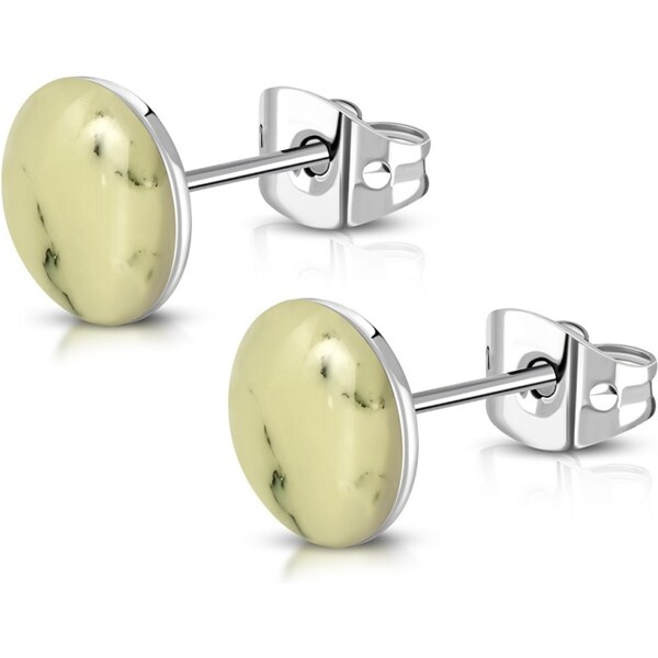 CITY STORM Oceľové náušnice s mramorovým vzorom - krémové 66853788