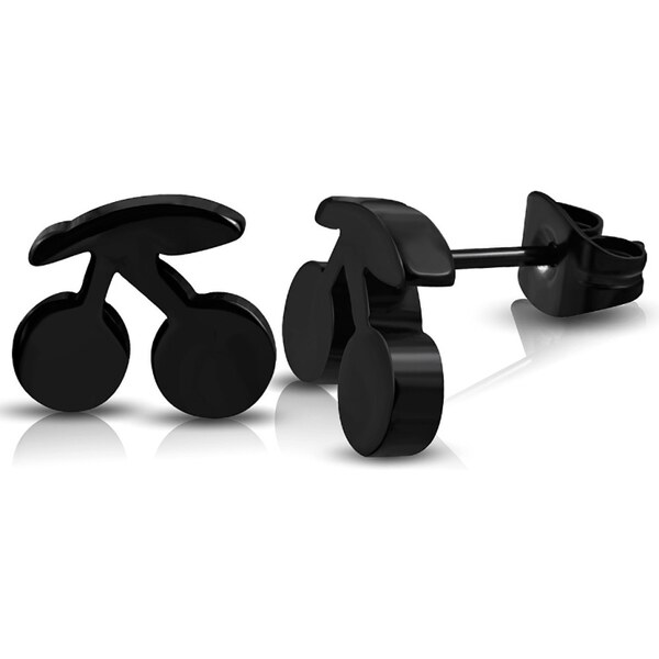 CITY STORM Dámske oceľové náušnice čerešničky čierne 66853562