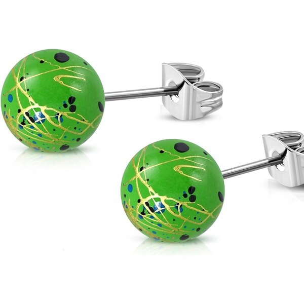 CITY STORM Dámske náušnice guličky zelené striekané 66853532