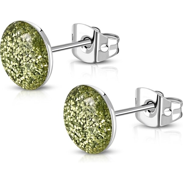 CITY STORM Náušnice z chirurgickej ocele Glitter - svetlozelené II. 66853718