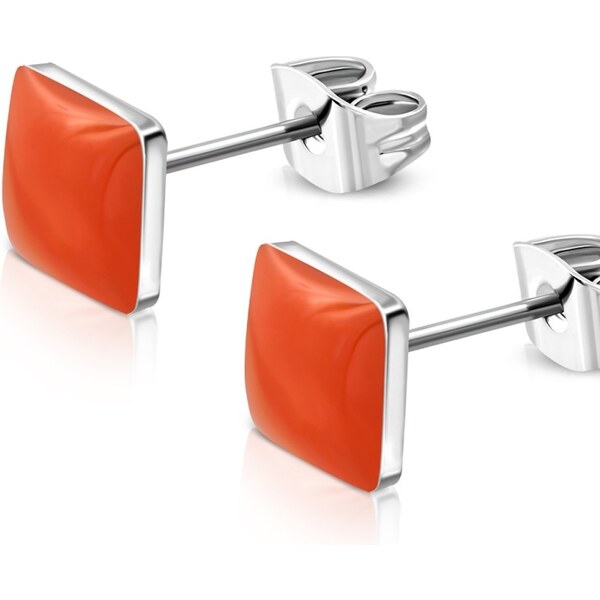 CITY STORM Náušnice z chirurgickej ocele štvorcové - oranžové 66853767