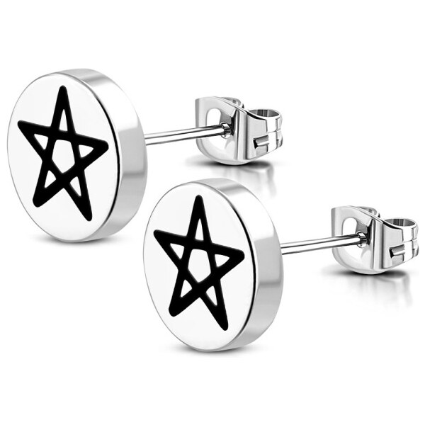 CITY STORM Náušnice z chirurgickej ocele Pentagram 66853741