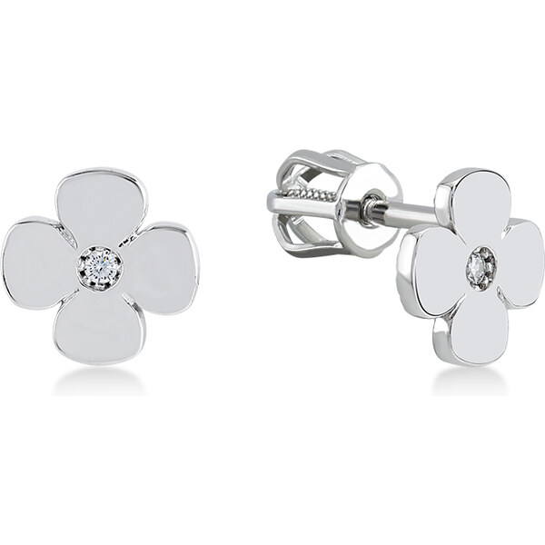 Lillian Vassago Šróbovacie kvetinkové náušnice, biele zlato LLV11 24796212