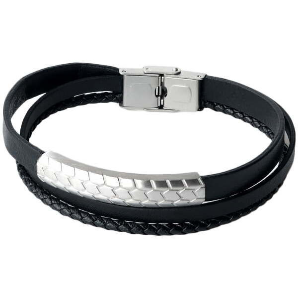 Sams Artisans Kožený náramok Tire Track chirurgická oceľ INRM057 66439280