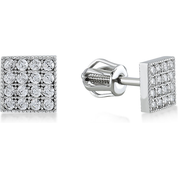 Lillian Vassago Štvorcové náušnice z bieleho zlata zdobené zirkónmi 22759660