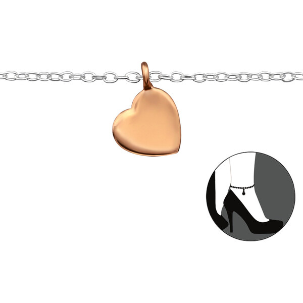 all4Silver Strirborná retiazka na nohu Srdiečko M29980-A4S 21333369