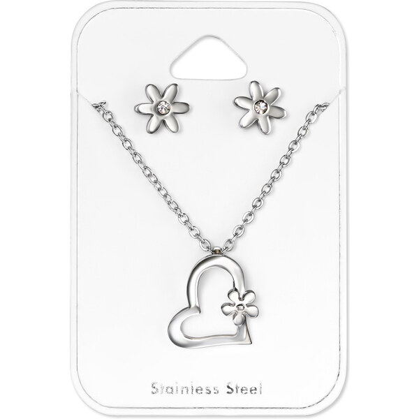 all4Silver Oceľový náhrdeľník Kvetinková sada M30135-A4S 21333376