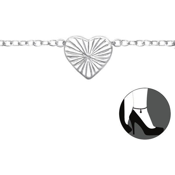 all4Silver Strieborná retiazka na nohu Srdce M31118-A4S 21333381